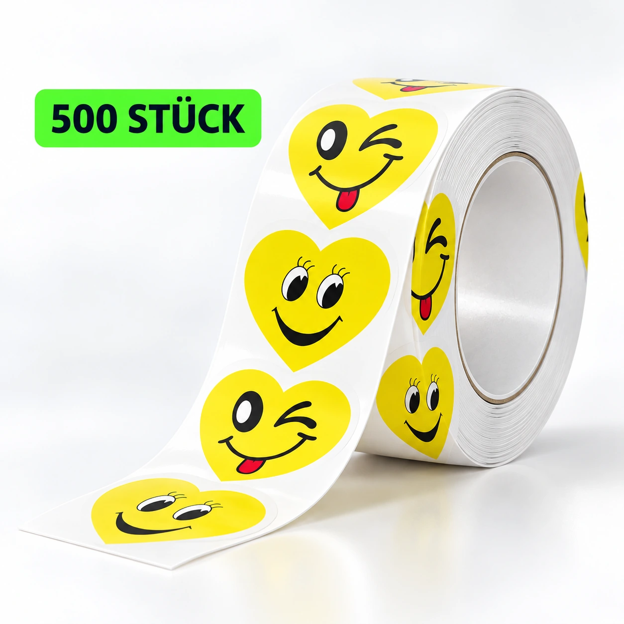 Rolle mit 500 gelben Herz-Stickern