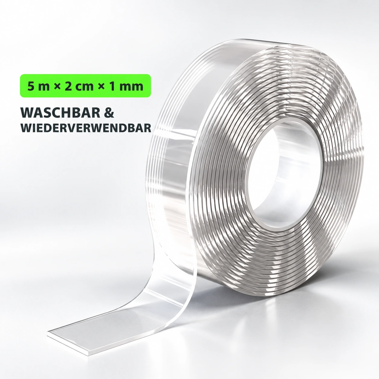 Transparente Rolle Nano-Klebeband 5 m × 2 cm × 1 mm, waschbar und wiederverwendbar