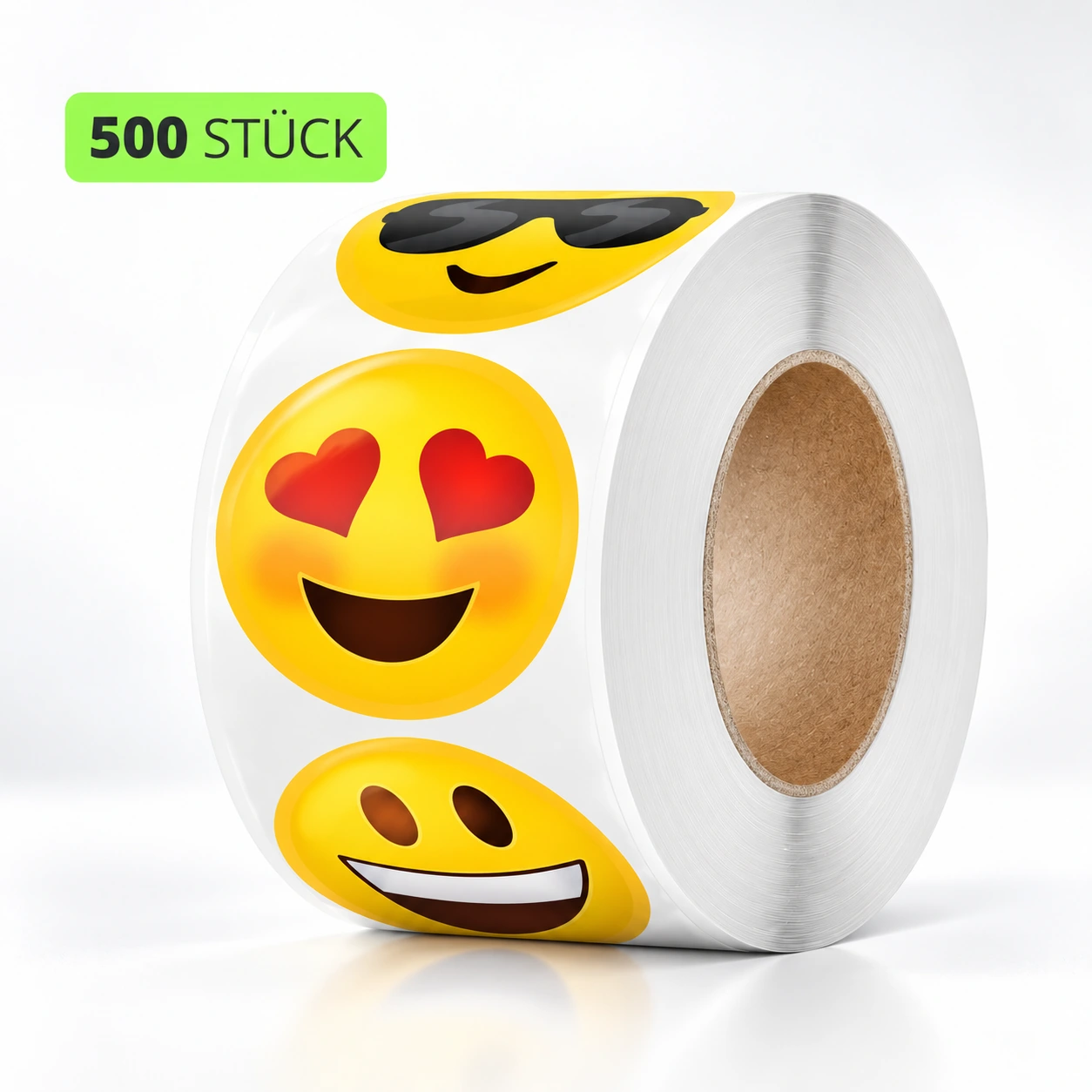 Rolle mit 500 runden Smiley-Stickern