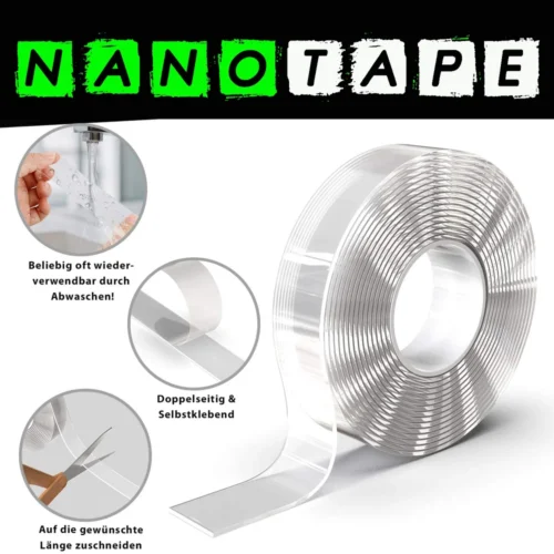 2 x 5m - Doppelseitiges Nano Klebeband