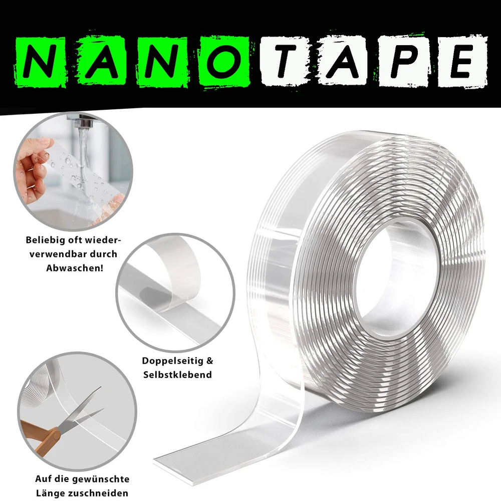 2 x 5m - Doppelseitiges Nano Klebeband
